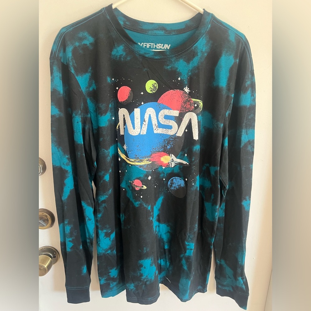 Fifth Sun Black and Teal Tie-Dye Graphic Tee